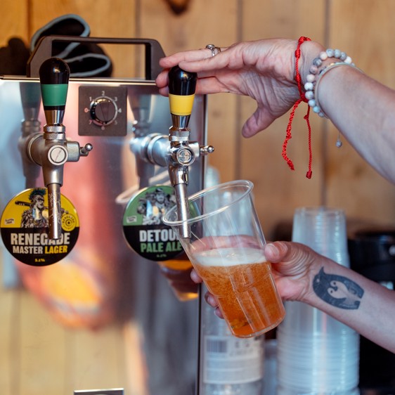draft beer, wine, hot food and coffee at the embers snack bar